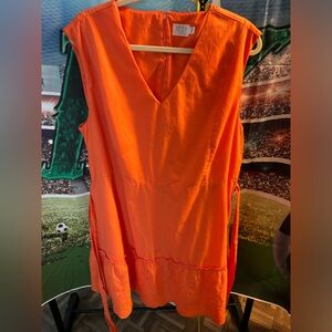 Time and Tru, Orange XXL (20) tunic, V neck. Lower eyelets ruffle. Waist belt